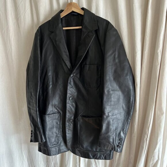 Vintage Y2K GAP Genuine Leather Blazer Jacket size M - Picture 5 of 14